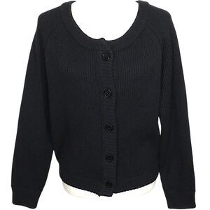 Halara Black Cozy Round Neck Button Up Sweater Cardigan Size Small